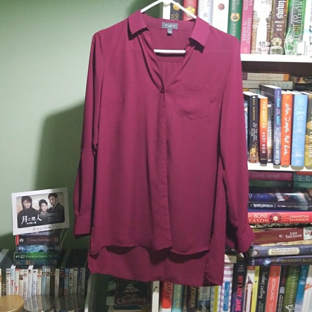 Wine Long Sleeve Blouse
